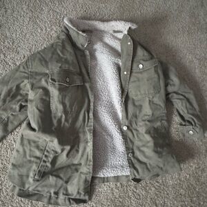 Stoosh Olive Green Sherpa-Lined Jacket
